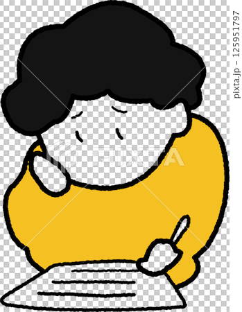 一個人在寫文件時遇到困難的插圖 一個人在寫文件時遇到困難的插圖 125951797