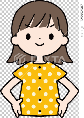 パジャマを着た短い髪の上半身の女性が自信満々 パジャマを着た短い髪の上半身の女性が自信満々 125952307