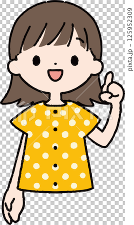 一名身穿睡衣的短髮女子正指著 125952309