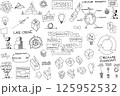 great collection of hand drawn sketches of topics regarding business concept and success and fail and circular economy and recycling cyclus in production 125952532