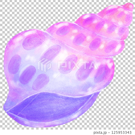 Pastel purple and pink  gradient Conch Sea Shell  Watercolor Seashell 125953343