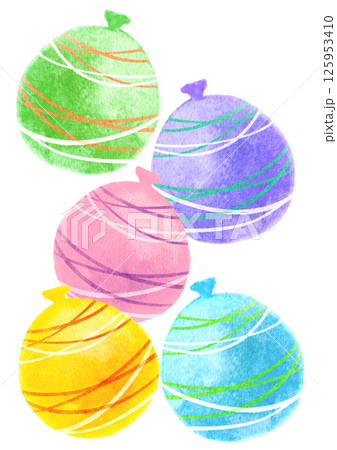 カラフル　夏祭り　ヨーヨー　水彩　イラスト 125953410