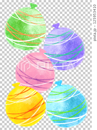 Colorful summer festival yo-yo watercolor illustration Colorful summer festival yo-yo watercolor illustration 125953410