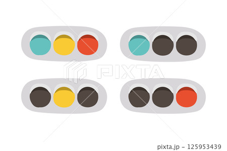 手描きのカワイイ信号機のイラストセット 125953439