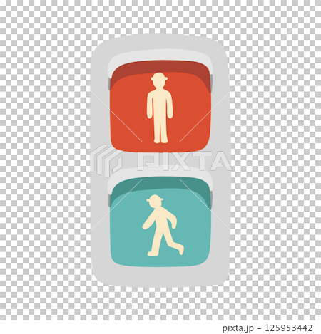 手描きのカワイイ横断歩道の信号機のイラスト 125953442