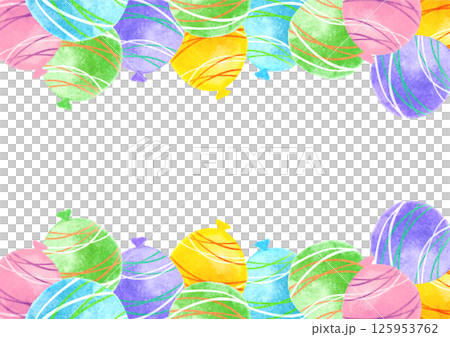 多彩夏日節慶溜溜球水彩插畫框架 125953762