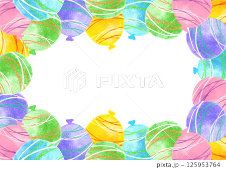 カラフル 夏祭り ヨーヨー 水彩 イラスト フレーム カラフル 夏祭り ヨーヨー 水彩 イラスト フレーム 125953764