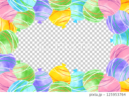 カラフル 夏祭り ヨーヨー 水彩 イラスト フレーム カラフル 夏祭り ヨーヨー 水彩 イラスト フレーム 125953764