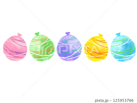 カラフル　夏祭り　ヨーヨー　水彩　イラスト　フレーム 125953766