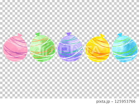 カラフル　夏祭り　ヨーヨー　水彩　イラスト　フレーム 125953766