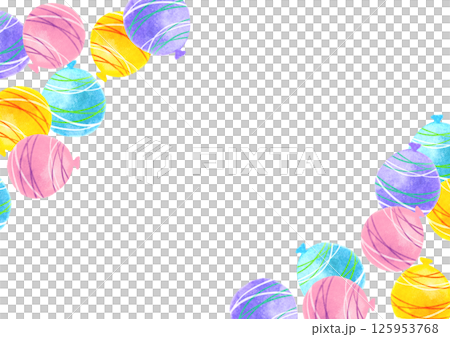 多彩夏日節慶溜溜球水彩插畫框架 多彩夏日節慶溜溜球水彩插畫框架 125953768