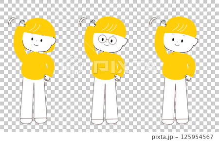 体操をするかわいい男女 125954567