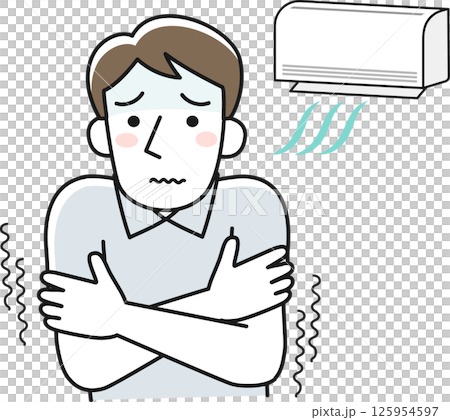 A man shivering from the cold due to the air conditioning being too strong 125954597