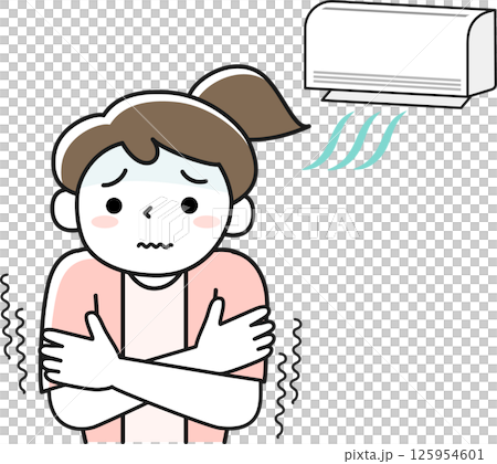 A woman shivering from the cold because the air conditioning is too strong 125954601