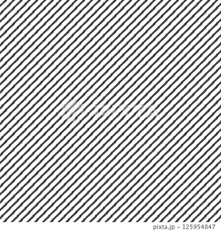 手描き風ラフな線の斜めストライプの背景パターン 白黒 125954847