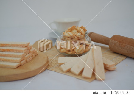 a delightful snack arrangement on a white background 125955182