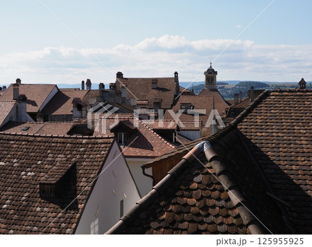 Rooftops of European Murten town in Switzerland Rooftops of European Murten town in Switzerland 125955925