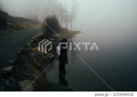 Misty forest at Mount Floyen, Bergen Misty forest at Mount Floyen, Bergen 125956416