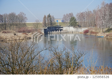 Dam and lake in European Goczalkowice town at Silesian in Poland 125956526