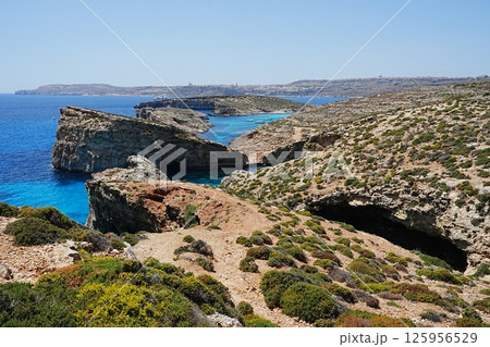 Scenic landscape with crystal lagoon in European Comino island in Malta 125956529