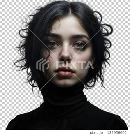 Portrait of a girl in a black golf Portrait of a girl in a black golf 125956602