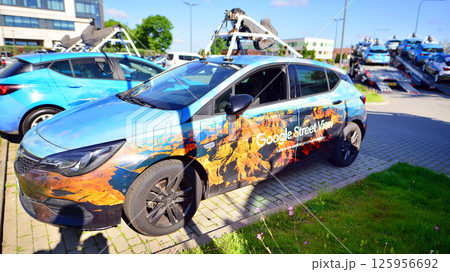 Warsaw, Poland. 8 May 2025. A Google Street View vehicle used for mapping streets throughout the world. Warsaw, Poland. 8 May 2025. A Google Street View vehicle used for mapping streets throughout the world. 125956692