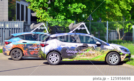 Warsaw, Poland. 8 May 2025. A Google Street View vehicle used for mapping streets throughout the world. Warsaw, Poland. 8 May 2025. A Google Street View vehicle used for mapping streets throughout the world. 125956698