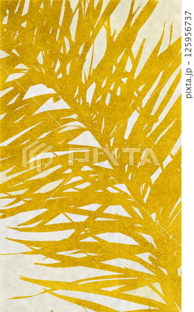 リアルな椰子の葉を金箔で描いた、和風のシルエットアート 125956737