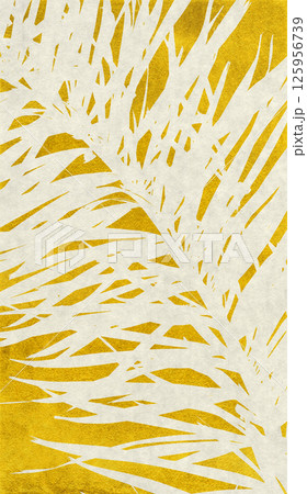 リアルな椰子の葉を金箔で描いた、和風のシルエットアート リアルな椰子の葉を金箔で描いた、和風のシルエットアート 125956739