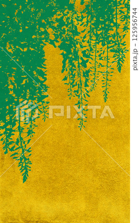 リアルな藤を金箔に描いた、琳派風のシルエットアート 125956744