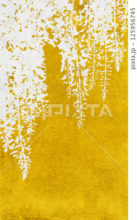 リアルな藤を金箔で描いた、和風のシルエットアート 125956745