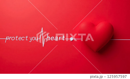 Heart-shaped icon with electrocardiogram line representing cardiac wellness, highlighting preventive healthcare strategies for cardiovascular protection 125957597
