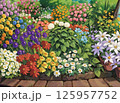 カラフルな花で埋め尽くされた公園の花壇 125957752