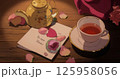 アフタヌーンティーを飲みながら手紙を読む 125958056