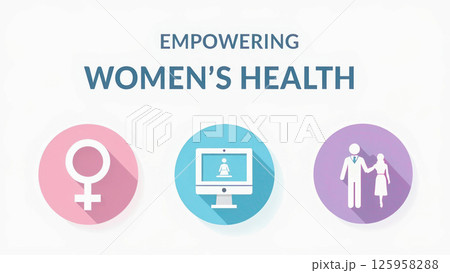 Women's health empowerment reflecting comprehensive medical knowledge, digital connectivity, and supportive family networks promoting overall wellness and personal healthcare management 125958288