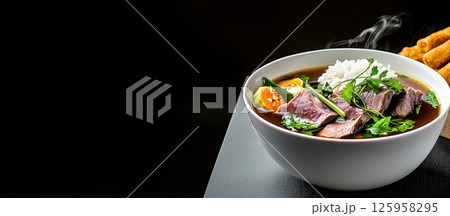 Experience the warmth of Bak Kut Teh with its aromatic broth and tender meat Experience the warmth of Bak Kut Teh with its aromatic broth and tender meat 125958295