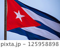 Cuba Flag Waving on flagpole 125958898