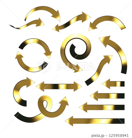 Gold arrow set isolated on white background. Vector arrow symbols. Gold arrow set isolated on white background. Vector arrow symbols. 125958941
