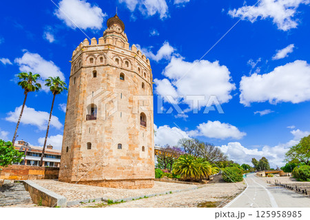 Seville, Andalusia, Spain - Torre del Oro (Tower of Gold), Guadalquivir River. Seville, Andalusia, Spain - Torre del Oro (Tower of Gold), Guadalquivir River. 125958985