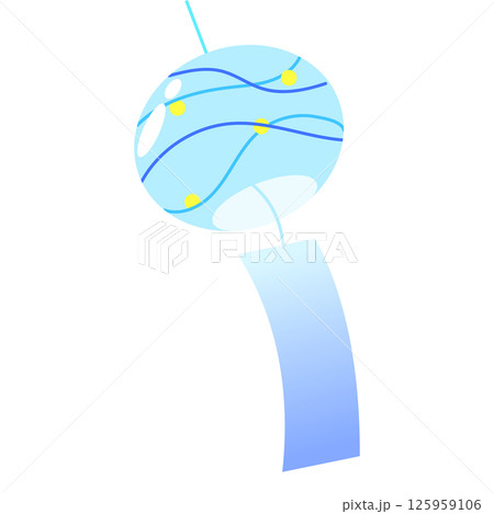 風鈴のシンプルイラスト 青色 風鈴のシンプルイラスト 青色 125959106