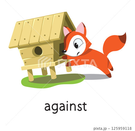 Preposition of place. Fox AGAINST the henhouse 125959118