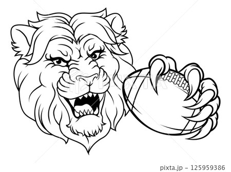Lion American Football Sports Team Animal Mascot 125959386