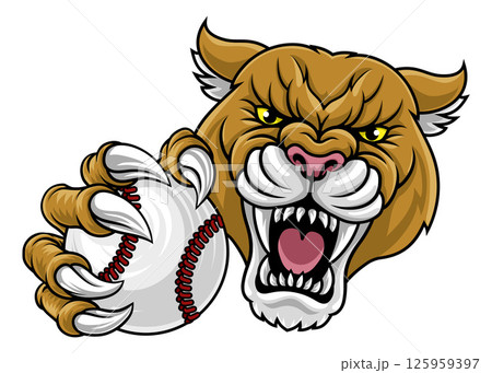 Cougar Panther Mountain Lion Puma Baseball Mascot 125959397
