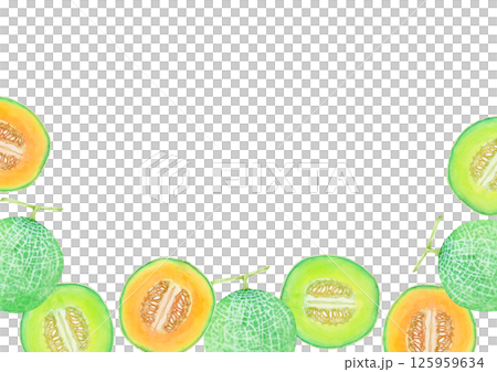 メロン 果物　背景 フレーム　水彩 イラスト 125959634