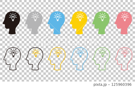 Image illustration of inspiration, profile and light bulb illustration 125960396