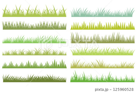 Horizontal vector green grass on white background 125960528