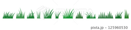 Simple green vector grass tufts, abstract cartoon grass silhouette graphic design elements 125960530
