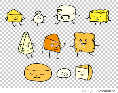 Cheese character illustration set 125960672