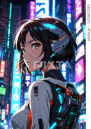 女子高生　サイバーパンク風　ai 125961263