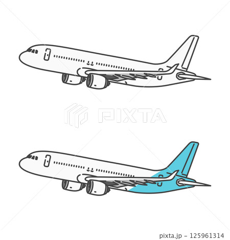 イラスト素材:国内旅行・国内線・短距離路線の旅客機/飛行機、離陸・巡行状態 (自由に色変更OK!) イラスト素材:国内旅行・国内線・短距離路線の旅客機/飛行機、離陸・巡行状態 (自由に色変更OK!) 125961314
